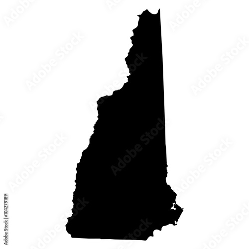 New Hampshire black map on white background vector photo