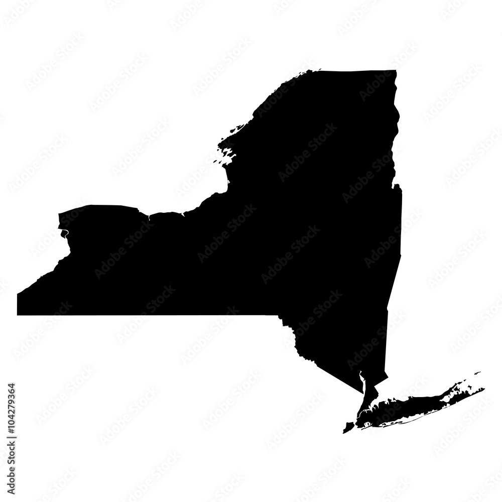 New York black map on white background vector - obrazy, fototapety, plakaty 