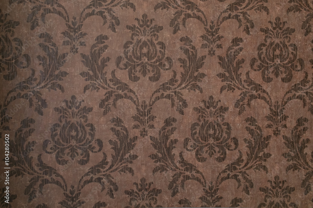 cool vintage floral wallpaper in tan and brown design