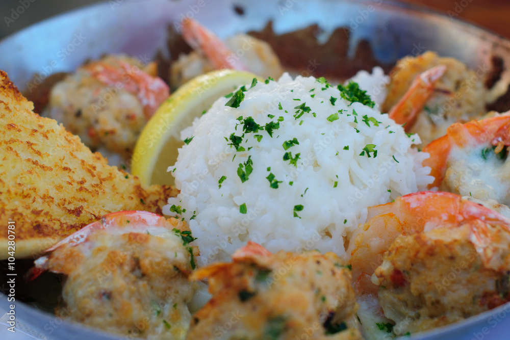 canton chinese rice with shrimp and bread canton chinese rice with shrimp and bread