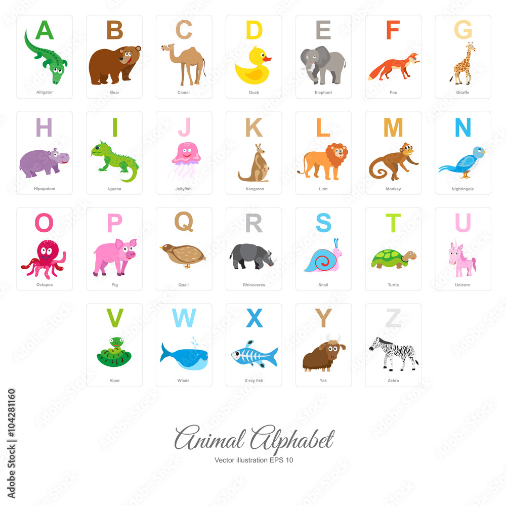 Fototapeta premium Flat Animal Alphabet