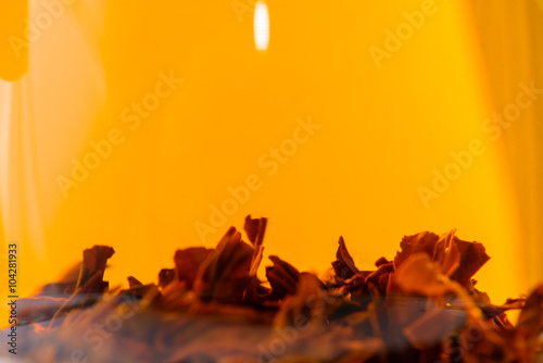 Canvas Print Ceylon leaf tea Sudugahahena brewed in a glass pot Photo against