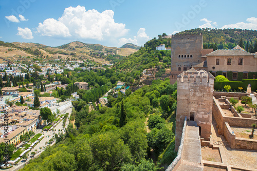 Granada - The outlook over the Albayzin district from Alhambra fortress.