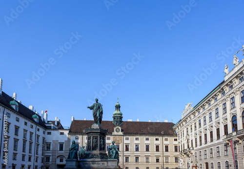 A downtown street with blue sky in Vienna