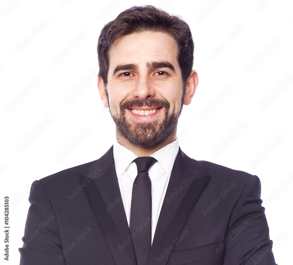 Portrait of a happy smiling business man, isolated on white back Portrait of a happy smiling business man, isolated on white back