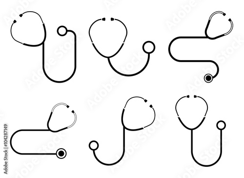 Stethoscope icons. Vector set .