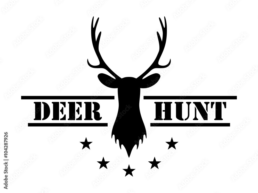Deer hunt. Hunting club logo in vintage style.