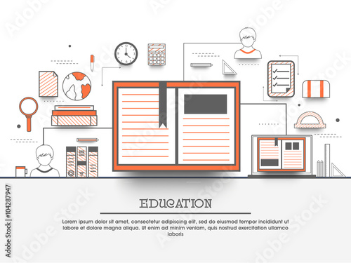 Online education, distance learning, retraining concepts, e-learning web banner, hero image, website slider. Line art vector illustration.