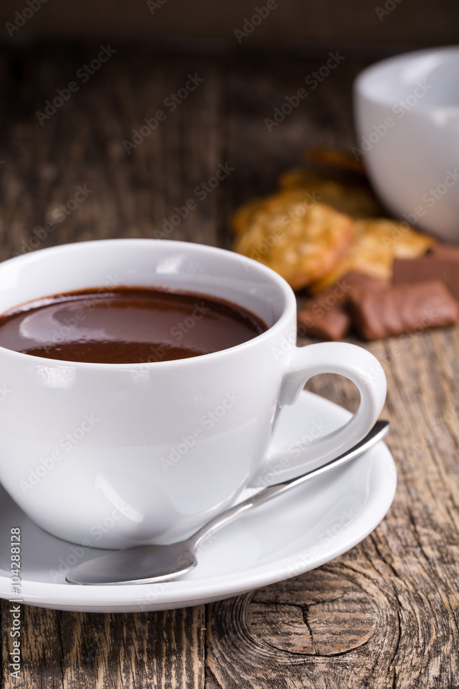 Delicious hot chocolate on table. Delicious hot chocolate on table.