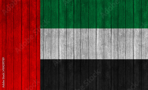 UAE Flag on old wood textur...