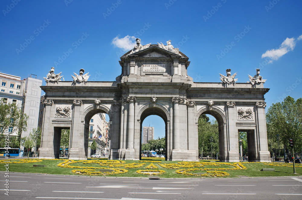 Famous landmark Puerta de Alcalá in Madrid, Spain.