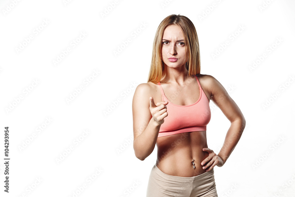 Beautiful young girl with perfect body with evil emotion Beautiful young girl with perfect body with evil emotion