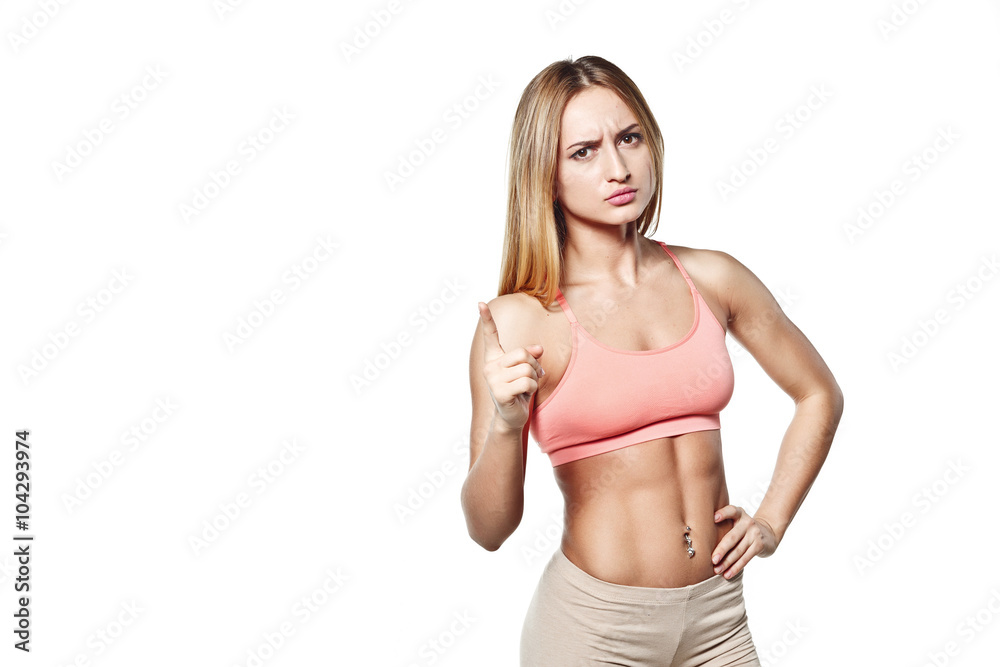 Beautiful young girl with perfect body with evil emotion Beautiful young girl with perfect body with evil emotion