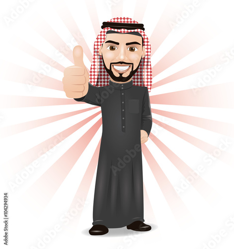 Arabic Businessman Showing Thumbs Up Sign