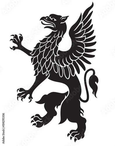 Heraldic griffin black