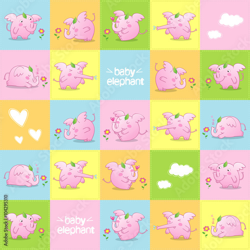 pink baby elephant pattern