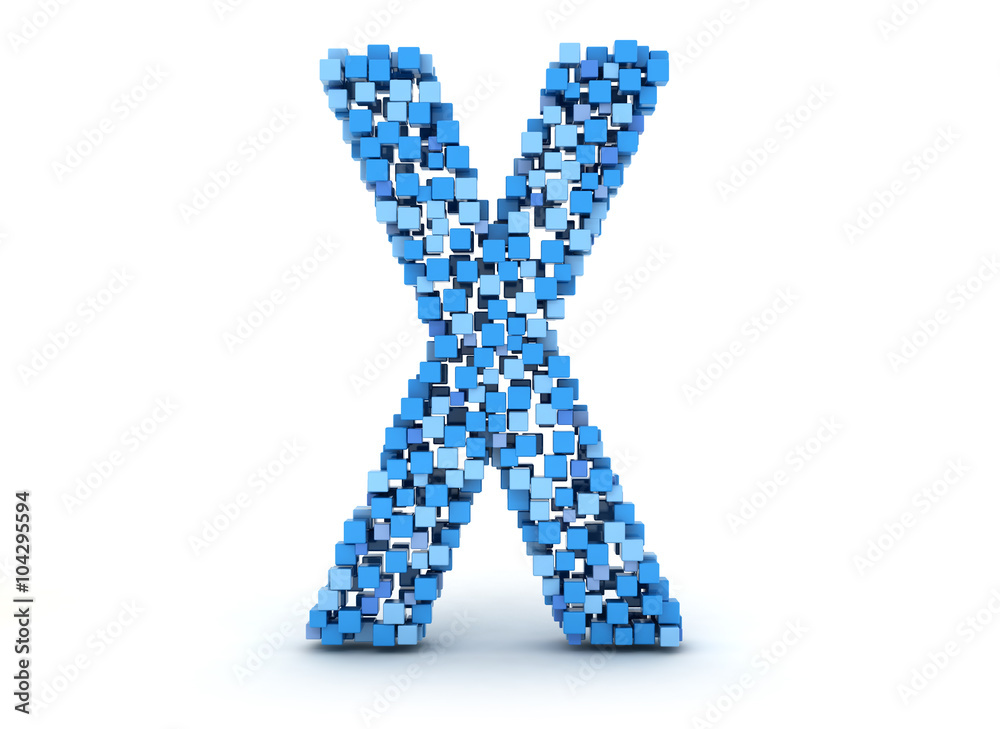 3D letter X build out of cubes 3D letter X build out of cubes