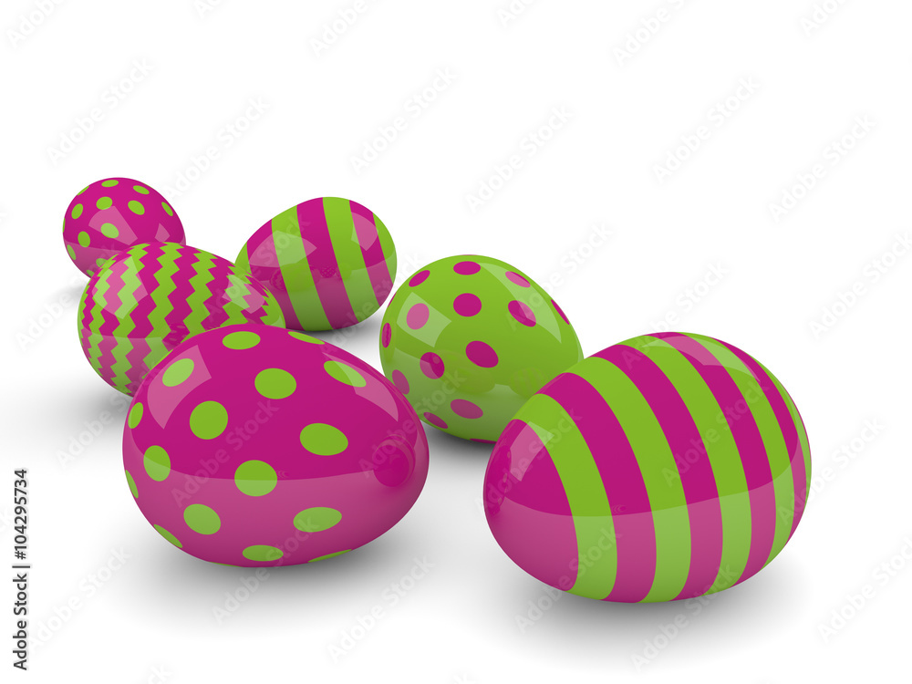  3d easter eggs isolated on white background
