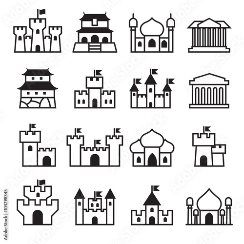 Castle   palace icon set 2