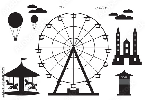 Amusement park element with ferris wheel 