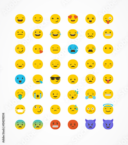 Set of emoticons, emoji isolated on white background, vector illustration