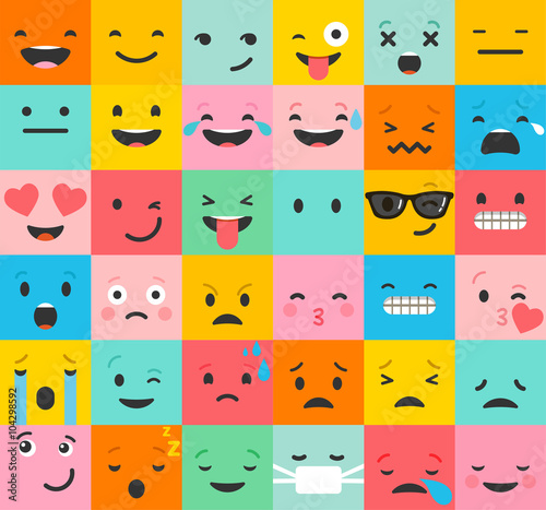 Set of colorful emoticons  emoji flat backgound pattern
