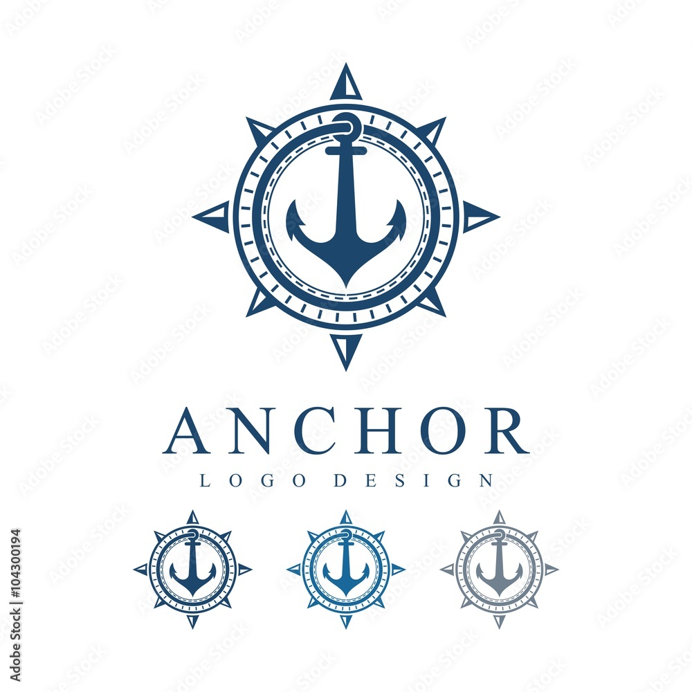 Circle Compass Anchor Vector Logo Design Template Circle Compass Anchor Vector Logo Design Template
