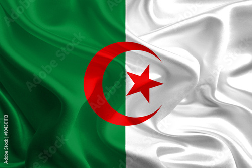 Waving Fabric Flag of Algeria