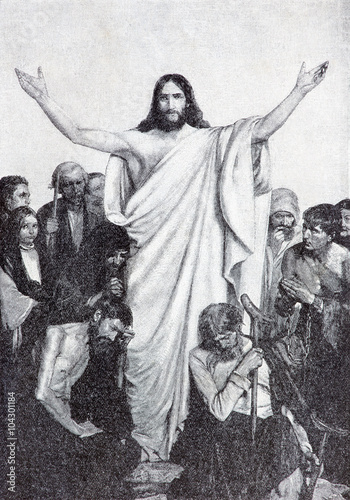 Jesus healing among the lames and badlys lithography