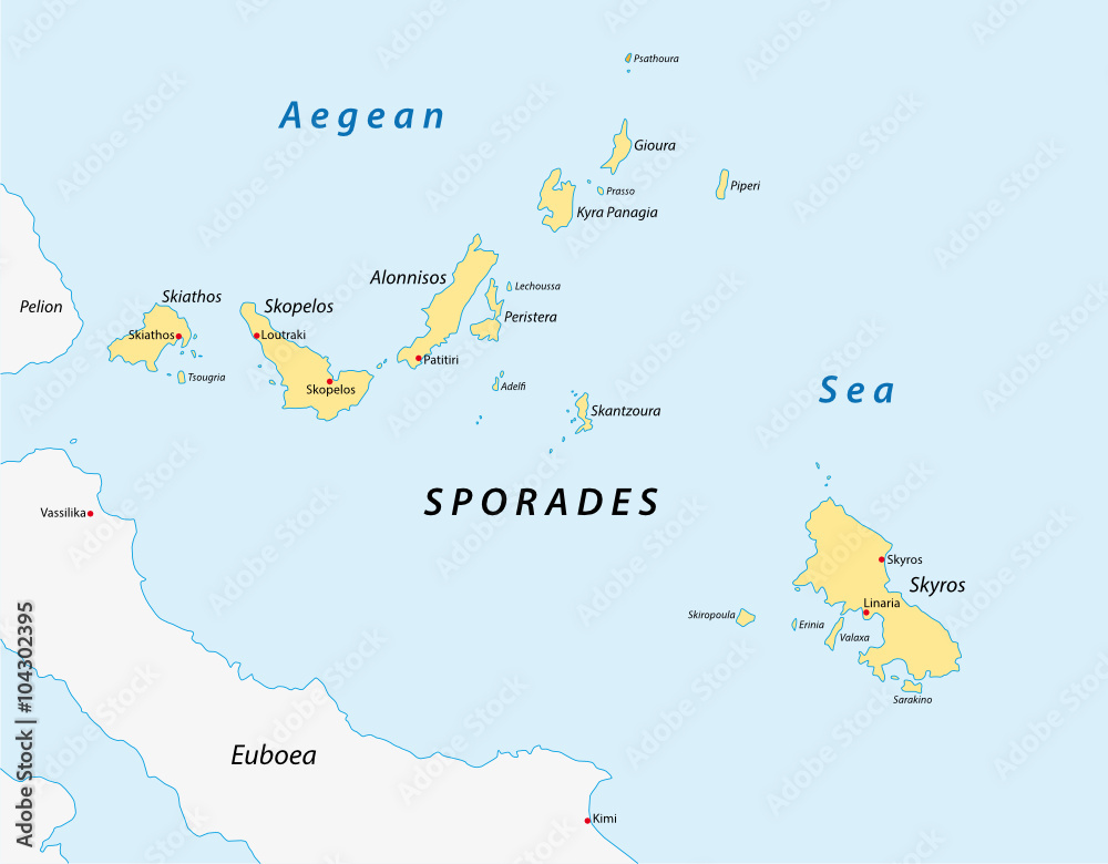 Obraz premium map of the greek island group sporades