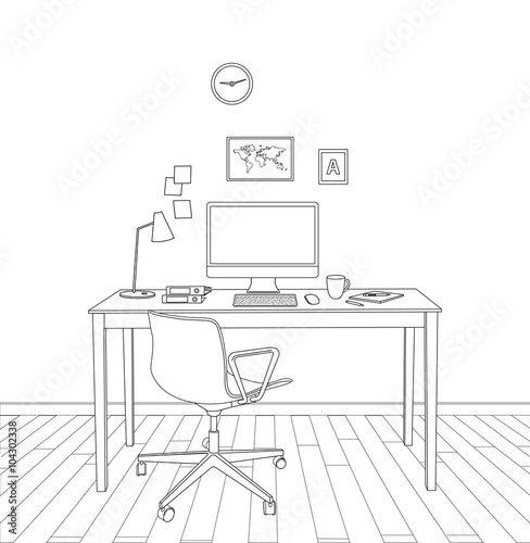 sketch modern office interior