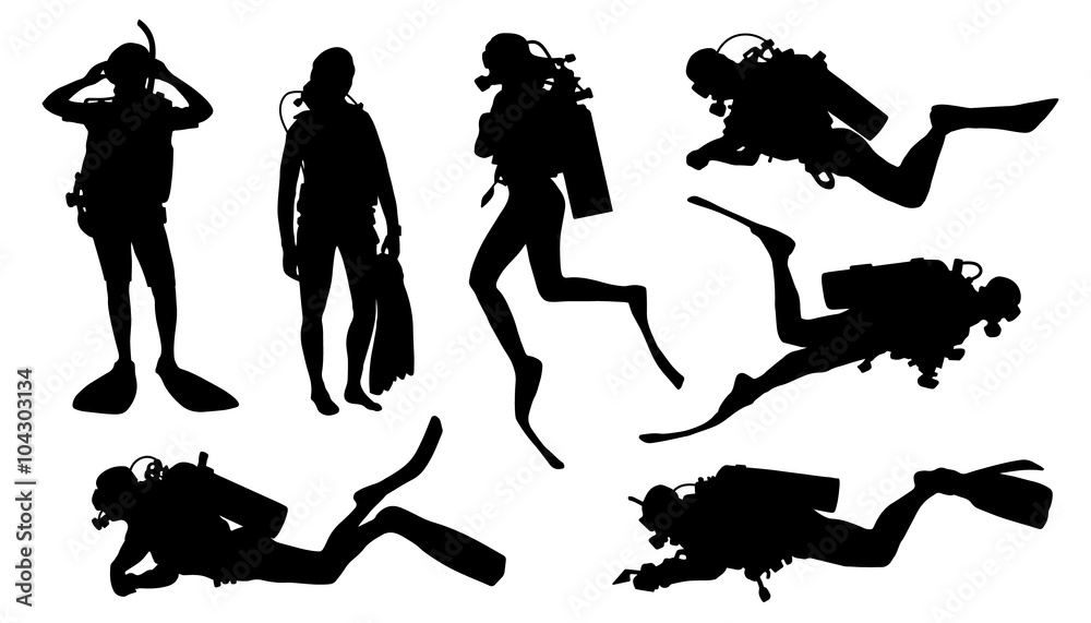 diver silhouettes