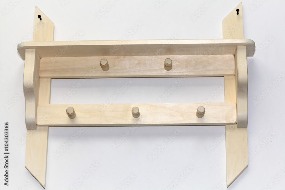 wooden shelf on white background