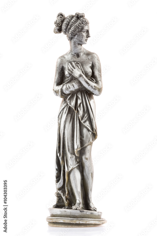 Wax figure of a classic nude greek goddess isolated isolated on white
