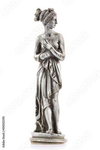 Wax figure of a classic nude greek goddess isolated isolated on white