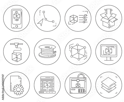 Icons set - vector icons in linear style