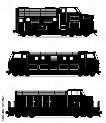 set icons railway locomotive train black outline silhouette vect