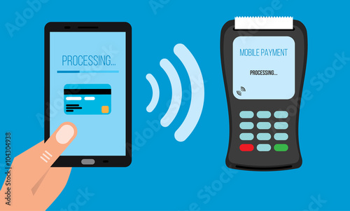 Mobile payments with smartphone communication technology concept