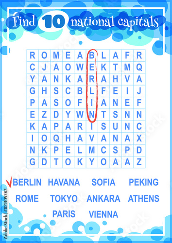 Educational game for kids, word search.