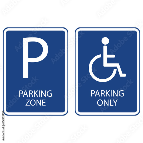 Blue parking signs