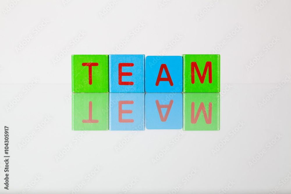 Team  - an inscription from children's blocks