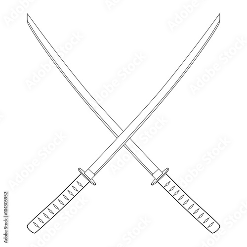 Crossed katana sword