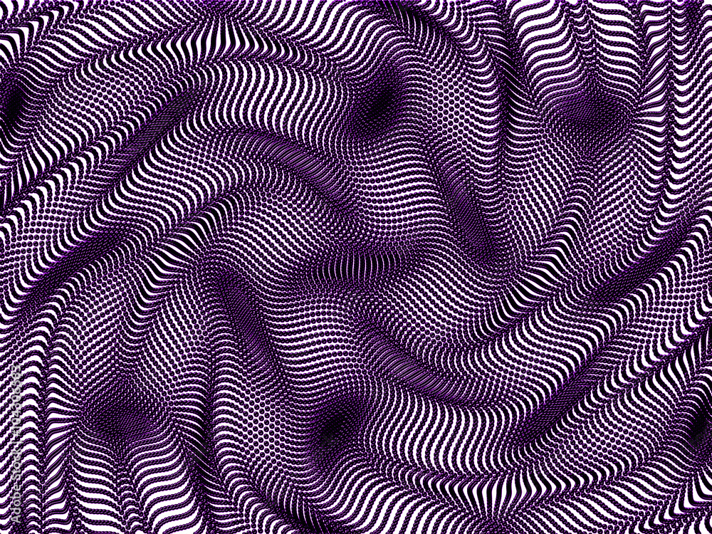 An abstract of undulating waves of pearls in purple