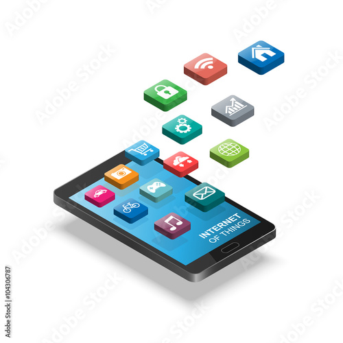 Smart phone with Internet of things, Internet of things concept illustration, vecor