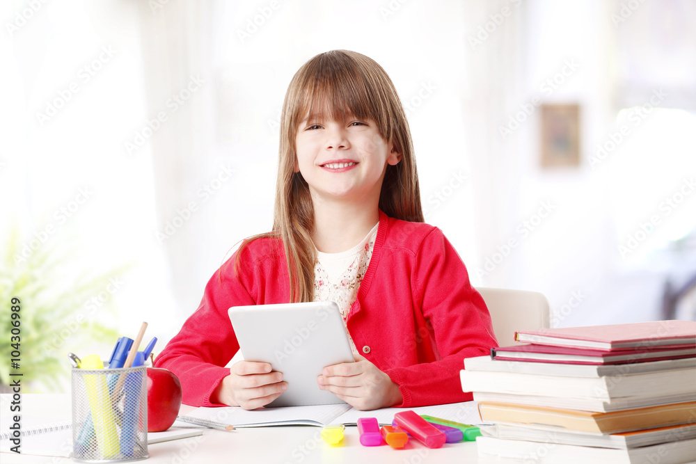 Little girl with digital tablet Little girl with digital tablet