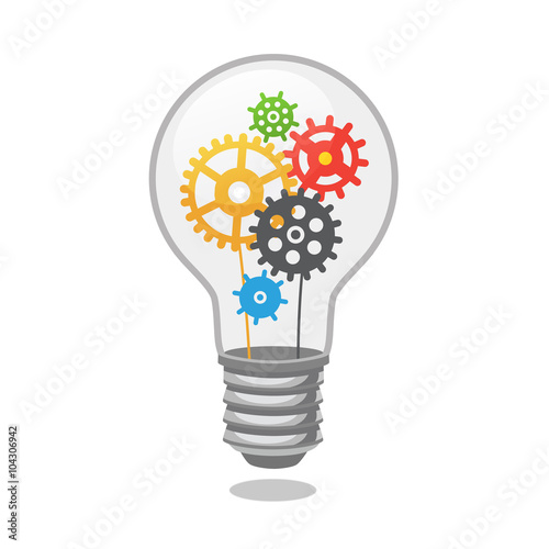 Bright idea light bulb with cogs