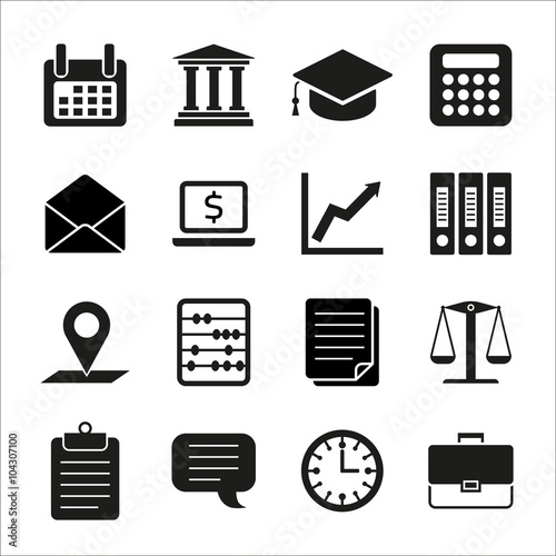 Taxes, law, finance concept flat icons: accounting, money, tax forms, taxation, tax return, accountant, calculator, finance. Vector illustration