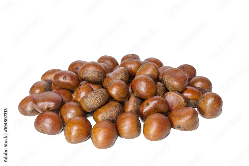 Group of chestnuts isolated on white Group of chestnuts isolated on white