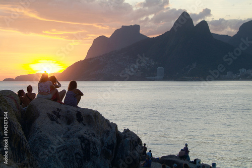 Arpoador - the famous Stone Sunset in Rio de Janeiro photo