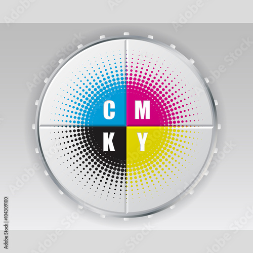 Digital button with cmyk halftone